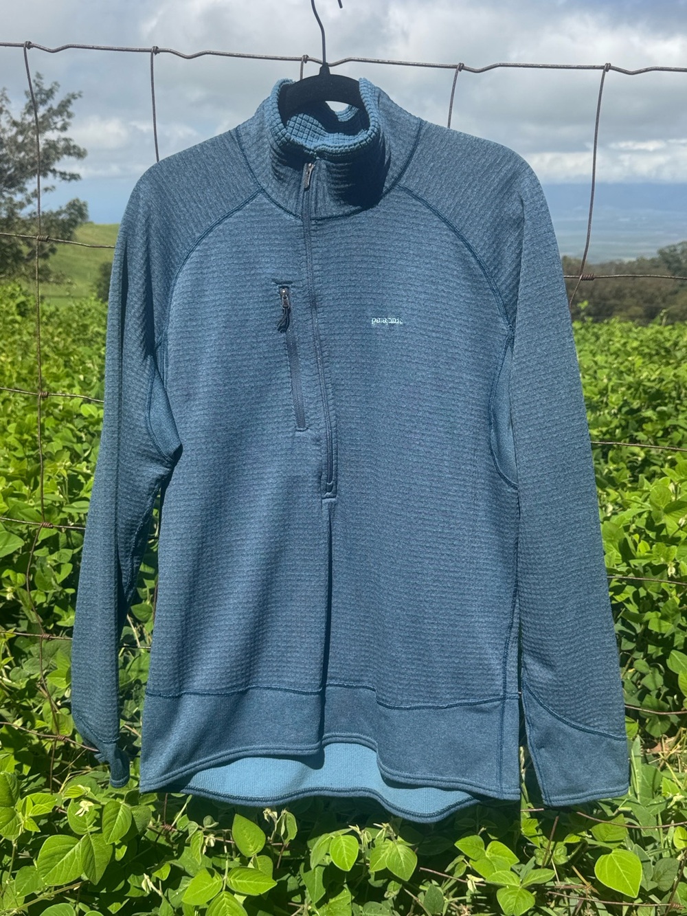 PATAGONIA MEN'S 2007 BLUE R1 FLASH PULLOVER Outdoor Hiking Polartec Large
